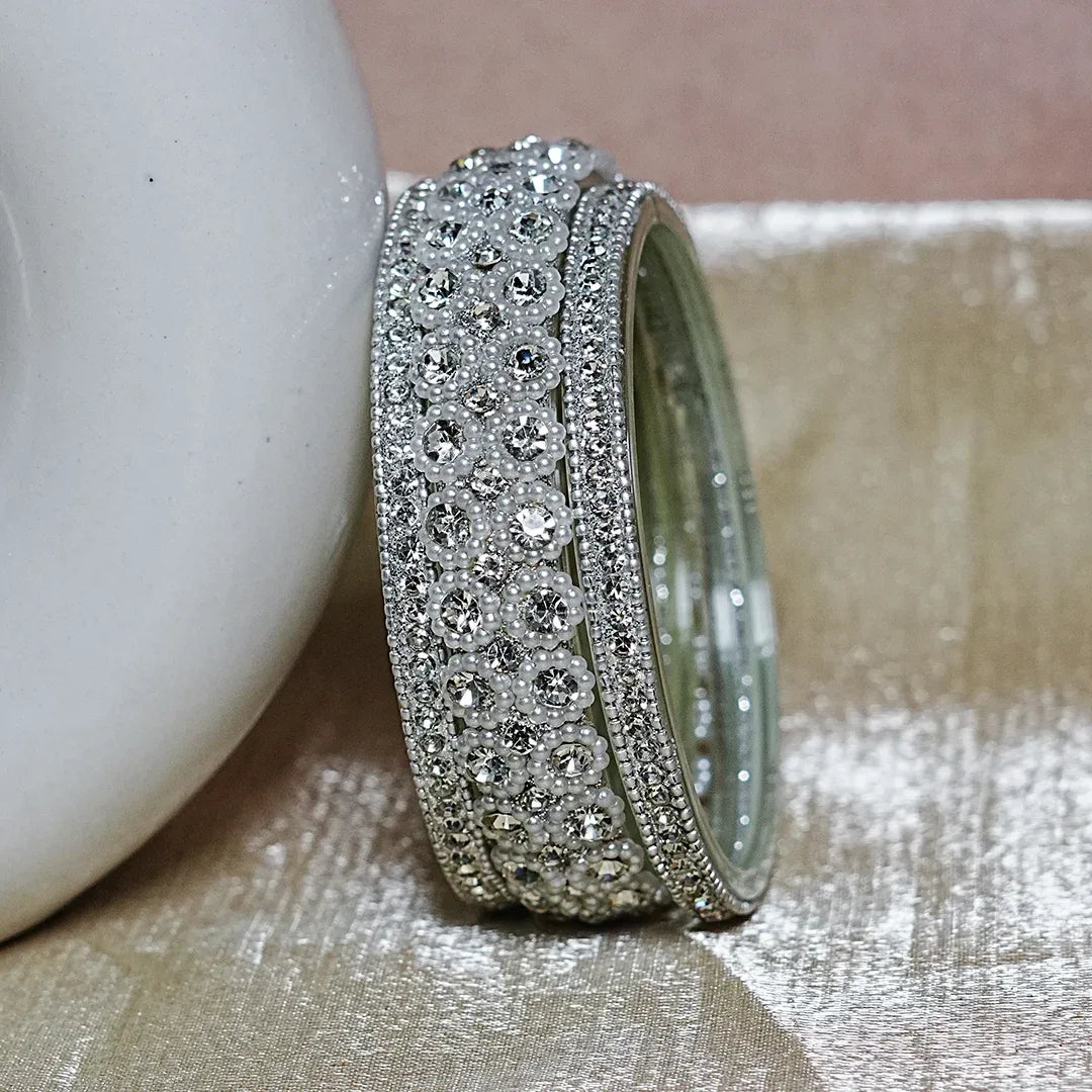 Stylish Designer Glass Kada Bangles for Women (Set of 2) - The Golden Cascade